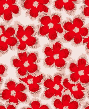 Kırmızı çiçek desenli kusursuz vektör.