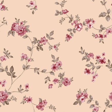 Pembe çiçekli kusursuz desen