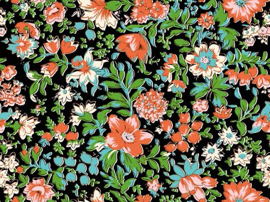 Tekstil ve duvar kağıdı desenleri. Basılabilir dijital illüstrasyon çalışması. Çiçek Yazdırma Tasarımı.