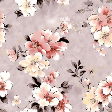 suluboya çiçekler gri arkaplanda