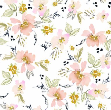 Suluboya çiçekli kusursuz desen. Çiçek arkaplanı.