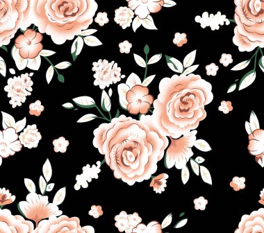 Dikişsiz suluboya çiçek desenli