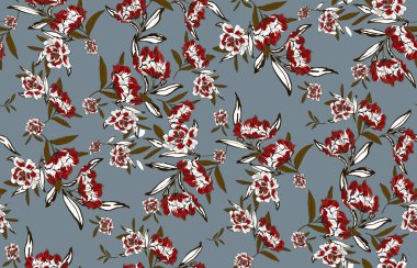 Kırmızı çiçekli kusursuz desen.