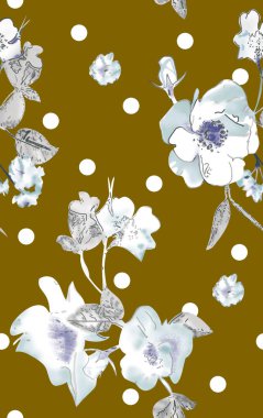 Suluboya çiçekli kusursuz desen, yumuşak renkler. Kadın modeli. El yapımı. düğün geçmişi.