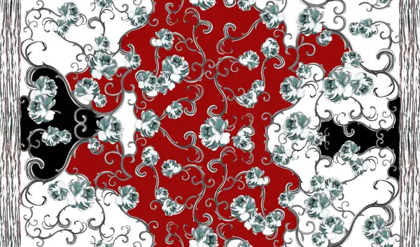 Kusursuz klasik çiçek deseni. Beyaz çiçekli elementler