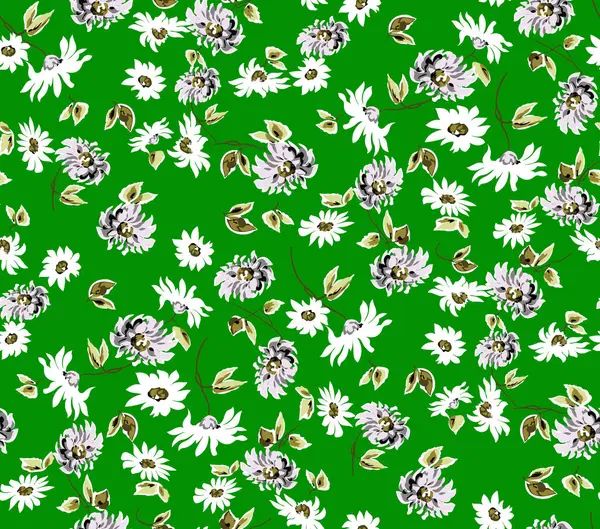 Vector Seamless Floral Background Green Flowers — Stock Photo, Image