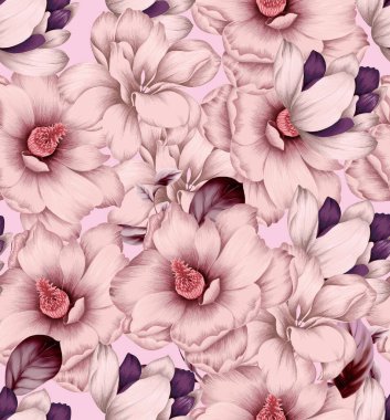 Pembe çiçekli kusursuz desen