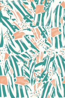 Palmiye yaprakları ve çiçeklerle kusursuz tropikal desen