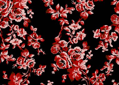 Kırmızı gül ile Seamless modeli. Suluboya resim