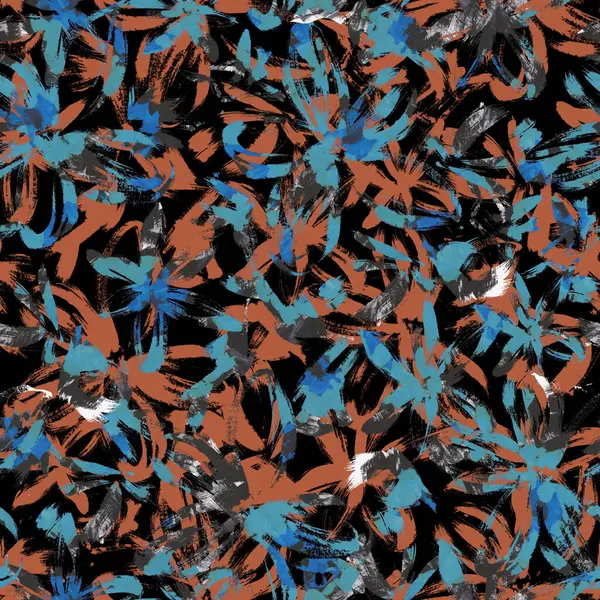 Renkli çiçeklerle renksiz, parlak desenli el çizimi