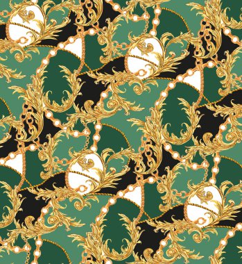 Beyaz arkaplanda altın süslemesi olan kusursuz vektör deseni