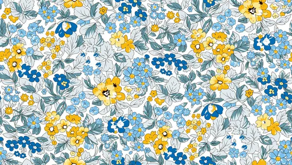 seamless pattern with blue and yellow daffodils. vector