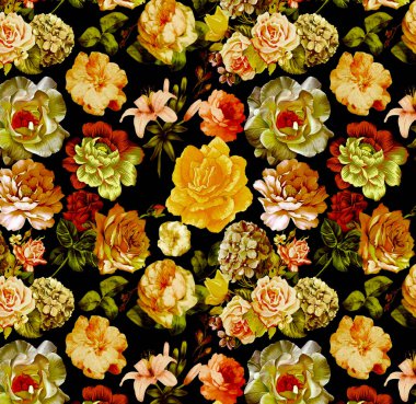 Çiçeklerle suluboya kusursuz desen