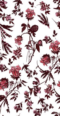 Kırmızı çiçekli kusursuz desen