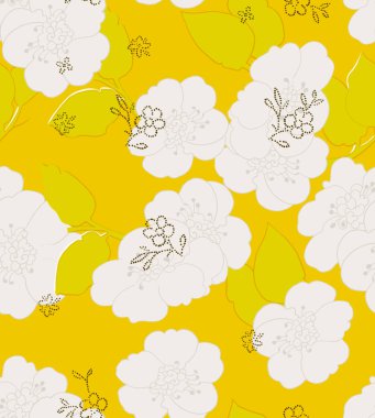 Kusursuz desenli, elle çizilmiş çiçekler. vektör çiçek arkaplanı