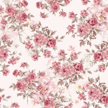 çiçek suluboya seamless modeli