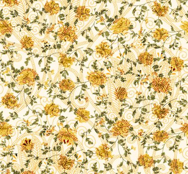 Çiçek ve yapraklı, çiçeksiz desen. suluboya resimleme.