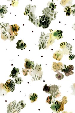 Yapraklı, elle çizilmiş suluboya desenli vektör suluboya