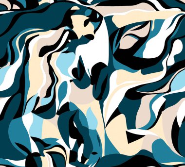 El çizimi dalgalı çizgilerle soyut arkaplan, vektör illüstrasyonu