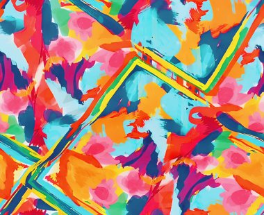 suluboya, soyut, kusursuz desen. Renkli, soyut, dikişsiz elementlere sahip yaratıcı doku. soyut renkli yazdırma.