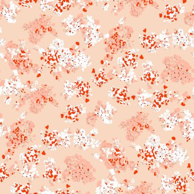 Kırmızı noktalı ve daireli, soyut, pürüzsüz desen