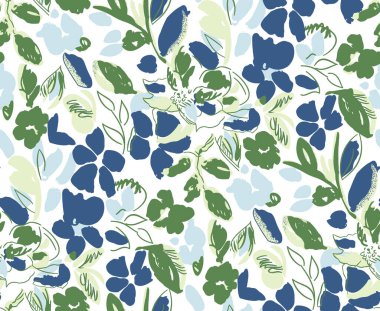 Seamless modeli çiçekli, yaprakları ve dalları