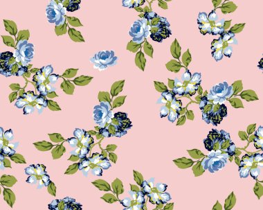 Sorunsuz vintage tarzı çiçek deseni. Renkli çiçek öğeleri