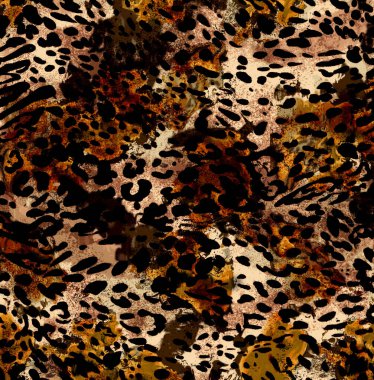 Leopar desensiz. Suluboya hayvan desenli leopar arkaplanı.