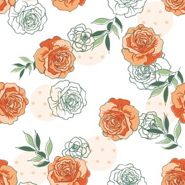 Sulu Boya Dikişsiz desen Güllü