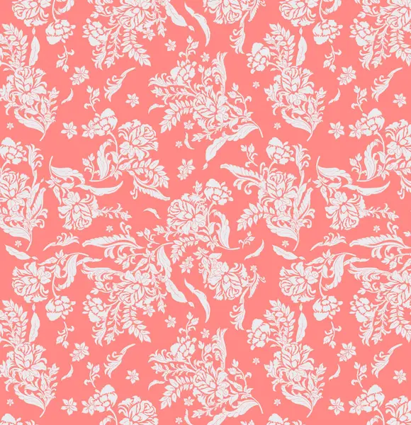 Kusursuz çiçek deseni. Pembe arka planda çiçekler ve yapraklar.