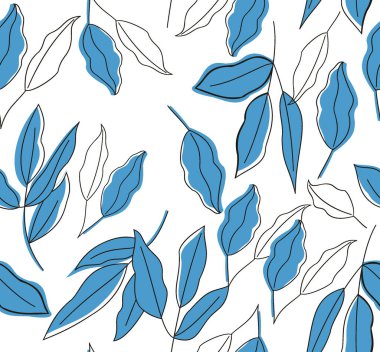 Elle çizilmiş yapraklarla kusursuz desen. vektör illüstrasyonu