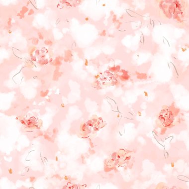 pembe çiçekler suluboya dikişsiz desen