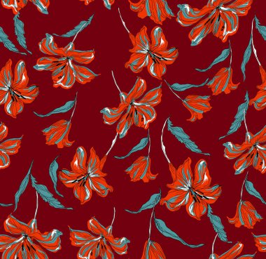 kırmızı çiçeksiz desenler, tekstil modası, grafikler