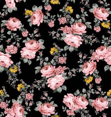 Suluboya çiçekli kusursuz desen.