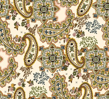 Hint tarzı sorunsuz Paisley desende.