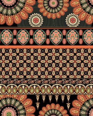 Hint tarzında kusursuz çiçek deseni. vektör illüstrasyonu.