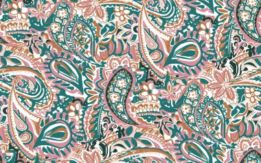 Çiçek desenli, desensiz desenli desenler. Hint tekstil baskısı.