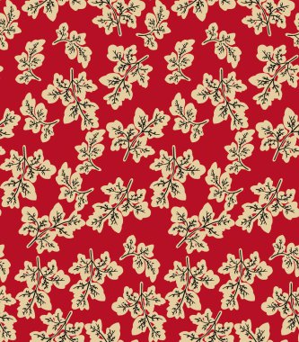 Kahverengi arka planda kusursuz kırmızı çiçek deseni.