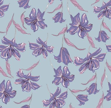 Mavi orkide ile vektör deseni