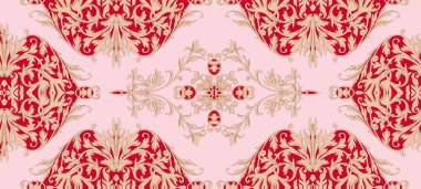 soyut elementlere sahip kırmızı ve beyaz desenli.