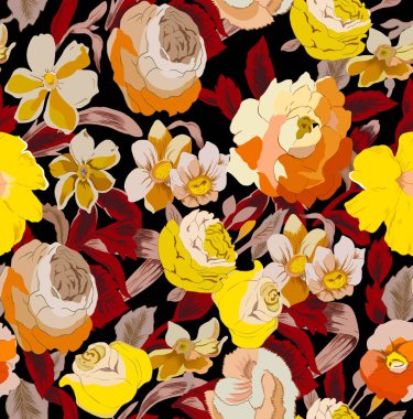 Çiçeklerle kusursuz desen. Çiçek arkaplanı