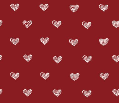 Beyaz arka planı olan kırmızı kalp. Tasarımın için kusursuz bir model. vektör illüstrasyonu