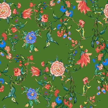 Çiçeklerle kusursuz desen.