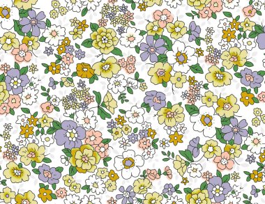 Çiçeksel vektör kusursuz desen. Renkli çiçekler.