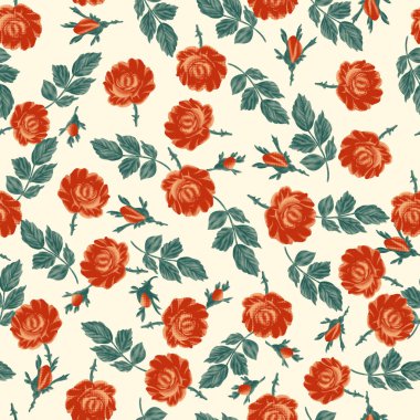 Gül desenli kusursuz çiçek deseni