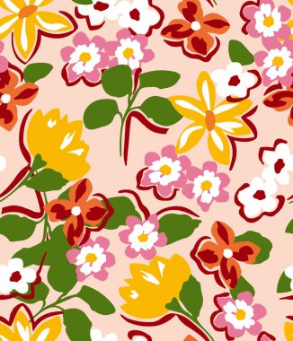 Tekstil ve duvar kağıdı desenleri. Basılabilir dijital illüstrasyon çalışması. Çiçek Yazdırma Tasarımı.