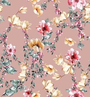 Elle çizilmiş çiçekli vektörsüz desen