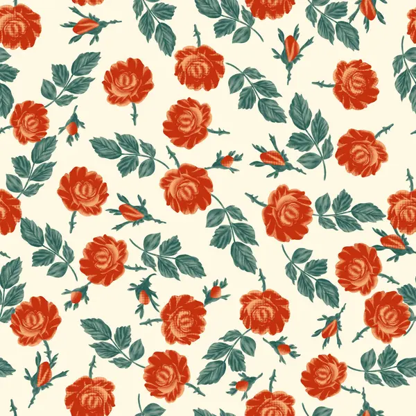 Gül desenli kusursuz çiçek deseni
