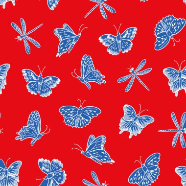 Kırmızı kelebekler ile Seamless Modeli