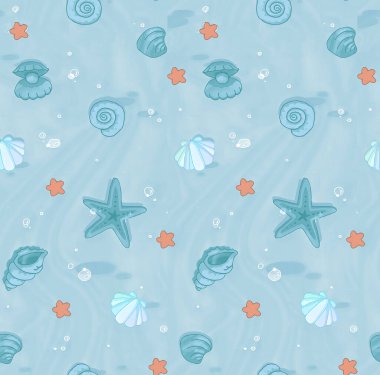 Beyaz arkaplanda deniz kabuğu deseni.